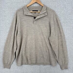 Garret Scott Sweater Men XL Beige Merino Pullover 1/4 Zip Collared Knit academic
